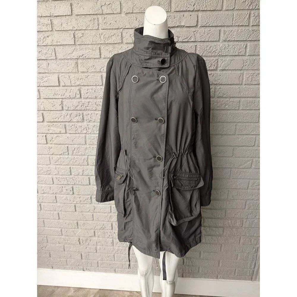 Betty Jackson Black Women’s Gray Double Breasted Utility Jacket Size 12